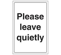 V Safety Panneau de sécurité en aluminium brossé avec inscription « Please Leave Quietly » Portrait 200 x 300 mm 3 mm