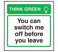 V Safety Panneau de sécurité en aluminium brossé avec inscription « You Can Switch Me Off Before You Leave » 100 x 100 mm - 3 mm