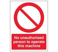V Safety Panneau de sécurité en aluminium composite Inscription No Unauthorised Persons Operate Portrait 200 x 300 mm