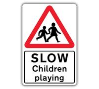 V Safety Panneau de sécurité en forme de triangle avec inscription « Slow Children Playing » 200 x 300 mm RA2 réfléchissant 3 mm
