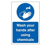 V Safety Panneau de sécurité en plastique rigide 2 mm avec inscription « Wash Your Hands After Using Chemicals » 150 x 200 mm
