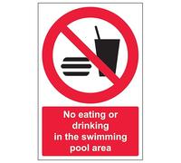 V Safety Panneau de sécurité en plastique rigide avec inscription « No Eating Or Drinking In The Swimming Pool Area » Format portrait 200 x 300 mm 2 mm