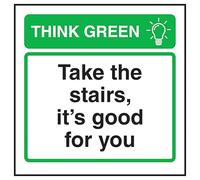 V Safety Panneau de sécurité en plastique rigide avec inscription « Take The Stairs, It's Good For You » 100 x 100 mm - 2 mm