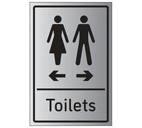 V Safety Panneau de sécurité en plastique rigide effet aluminium Motif flèches de toilettes femme/homme droit 150 x 200 mm 1,6 mm