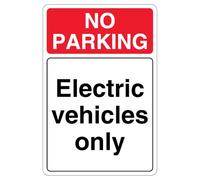 V Safety Panneau de sécurité en plastique rigide Inscription No Parking Electric Vehicles Only 200 x 300 mm 2 mm