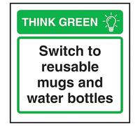 V Safety Panneau de sécurité en plastique rigide Inscription « Think Green Switch To » 100 x 100 mm