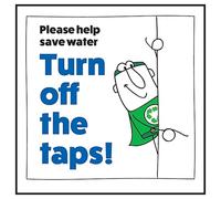 V Safety Panneau de sécurité en plastique rigide ultra résistant Inscription "Please Help Save Water Turn Off The Taps! Man Right 100 x 100 mm