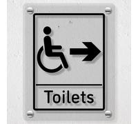 V Safety Panneau de sécurité en plexiglas transparent pour toilettes handicapées Motif flèche droite 150 x 200 mm