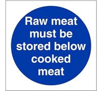 V Safety Panneau de sécurité magnétique Raw meat muat be stored below cooked meat 100 x 100 mm