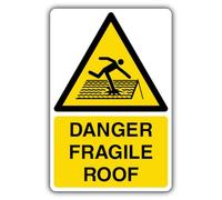V Safety Panneau de sécurité photoluminescent Danger Fragile Roof - 200 x 300 mm - Vinyle autocollant - Triple lueur