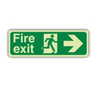 V Safety Panneau de sécurité photoluminescent en aluminium composite 3 mm avec flèche droite 210 x 70 mm