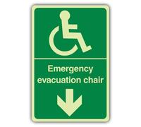 V Safety Panneau de sécurité photoluminescent en plastique rigide avec flèche vers le bas 300 x 450 mm 1,2 mm Double lueur