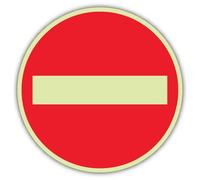 V Safety Panneau de sécurité photoluminescent Interdiction d'entrée - 300 x 300 mm - Composite d'aluminium 3 mm - GloReflect
