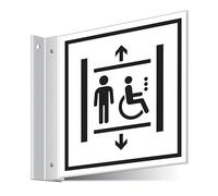 V Safety Panneau de sécurité pour couloir avec ascenseur accessible 150 x 150 mm - Panneau de sécurité intérieur 3 mm