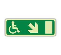 V Safety Panneau de sécurité pour sortie de fauteuil roulant 210 x 70 mm | Brille dans le noir | Plastique rigide triple lueur | Signalisation de sécurité incendie - Fabriqué en Grande-Bretagne