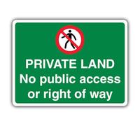 V Safety Panneau de sécurité « Private Land No Public Access Or Right Of Way » 300 x 225 mm - 3 mm en aluminium composite