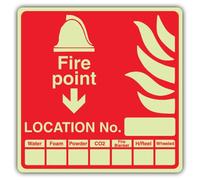 V Safety Panneau de signalisation phosphorescente pour point de feu - 100 x 100 mm - Fabriqué à partir de vinyle autocollant double lueur - Signalisation de sécurité incendie - Fabriqué en