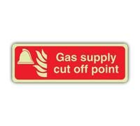 V Safety Panneau de signalisation pour alimentation en gaz 210 x 70 mm | Brille dans le noir | Plastique rigide triple lueur | Signalisation de sécurité incendie - Fabriqué en Grande-Bretagne