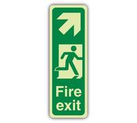 V Safety Panneau de sortie de secours avec flèche vers le haut à droite 100 | Phosphorescent | Vinyle auto-adhésif double lueur | Signalisation de sécurité incendie - Fabriqué en Grande-Bretagne