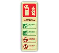 V Safety Panneau d'extincteur en mousse phosphorescente résistant à l'alcool - 75 x 225 mm - Fabriqué en vinyle autocollant double lueur - Signalisation de sécurité incendie - Fabriqué en