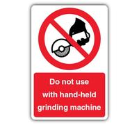 V Safety Panneau « Do Not Use With Hand Held Grinding Machine » - 150 x 200 mm - Composite d'aluminium brossé - Signalisation d'interdiction - Fabriqué en Grande-Bretagne