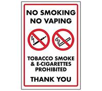V Safety Panneau en plastique rigide avec inscription « No Smoking No Vaping/Tobacco Smoke & E-Cigarettes » 150 x 200 mm