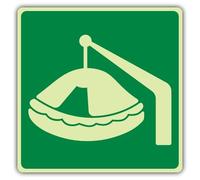 V Safety Panneau lumineux dans le noir Davit Launched Liferaft Symbol - Format du symbole - 200 x 200 mm - Fabriqué en plastique rigide triple lueur - Signalisation de sécurité marine - Fabriqué en