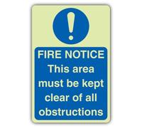 V Safety Panneau phosphorescent « Keep Clear Of All Obstructions » 200 x 300 mm en plastique rigide à double lueur Fabriqué en Grande-Bretagne