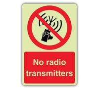 V Safety Panneau sans émetteur radio 200 x 300 mm Triple lueur rigide | Phosphorescent | Plastique rigide triple lueur | Signalisation d'interdiction - Fabriqué en Grande-Bretagne