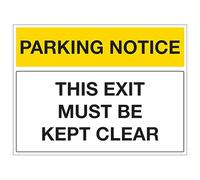 V Safety Parking Notice - This Exit Must Be Kept Clear - Panneau de sécurité en aluminium composite - 450 x 300 mm - 3 mm