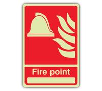 V Safety Phosphorescent Fire Point avec panneau vierge - 150 x 225 mm - Fabriqué à partir de vinyle autocollant triple lueur - Signalisation de sécurité incendie - Fabriqué en Grande-Bretagne