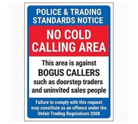 V Safety Police & Trading Standards Notice/No Cold Calling Area/Against Bogus Callers/Failure To Complily 150 x 200 mm - Autocollant de sécurité pour fenêtre