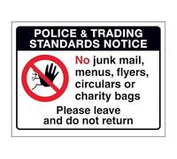 V Safety Police & Trading Standards...Please Leave and Do Not... 150 x 100 mm - 3 mm Panneau de sécurité composite en aluminium