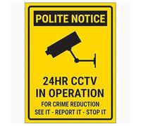 V Safety Polite Notice / 24HR CCTV In Operation/For Crime Reduction See It-Report It-Stop It Panneau de sécurité en plastique rigide 2 mm 150 x 200 mm