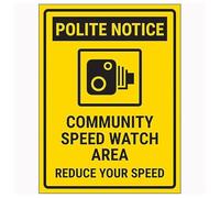 V Safety Polite Notice/Community Speed Watch Area/Reduce Your Speed Now 200 x 300 mm - 3 mm Panneau de sécurité composite en aluminium