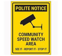 V Safety Polite Notice/Community Speed Watch Area/See It-Report It-Stop It 150 x 200 mm - Vinyle autocollant - Panneau de sécurité effet aluminium