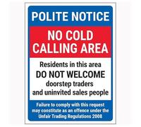 V Safety Polite Notice/No Cold Calling Area/Residents In This Area/Failure To Complily 300 x 400 mm Panneau de sécurité en aluminium brossé 3 mm