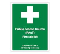 V Safety Public Access Trauma First Aid Kit - Approuvé par les organismes de lutte contre le terrorisme - 210 x 297 mm (A4) - Panneau de sécurité en plastique rigide de 2 mm