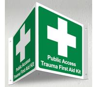 V Safety Public Access Trauma First Aid Kit - Panneau de couloir 3D 340 x 150 mm - Panneau de sécurité intérieur 3 mm
