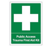 V Safety Public Access Trauma First Aid Kit Portrait 100 x 150 mm Panneau de sécurité en plastique rigide 2 mm