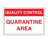 V Safety Quality Control - Quarantine Area - 300 x 200 mm - Vinyle autocollant - Panneau de sécurité effet aluminium