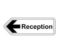 V Safety Reception Arrow Left Panneau de sécurité en aluminium composite 450 x 150 mm 3 mm