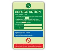 V Safety Refuge Action You Are Located On Building Panneau 150 x 225 mm | Phosphorescent | Vinyle auto-adhésif double lueur | Signalisation de sécurité incendie - Fabriqué en Grande-Bretagne