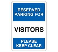 V Safety Reserved Parking For Visitors Please Keep Clear Panneau de sécurité en plastique rigide 210 x 297 mm Format A4 1 mm