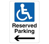 V Safety Reserved Parking - Mandatory Disabled - Flèche gauche - 210 x 297 mm (A4) - Panneau de sécurité en plastique rigide de 1 mm