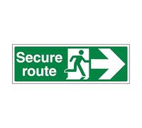 V Safety Secure Route Arrow Right Panneau de sécurité en aluminium brossé 300 x 100 mm 3 mm