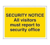 V Safety Security : All Visitors Report To Security Office Panneau de sécurité en aluminium composite 400 x 300 mm 3 mm