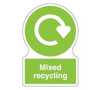 V Safety Shaped WRAP - Mixed Recycling Panneau de sécurité en plastique rigide 1 mm 300 x 400 mm