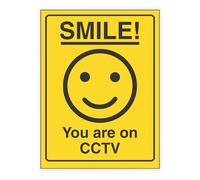 V Safety Smile ! You Are On CCTV Panneau de sécurité autocollant en vinyle monomère 150 x 200 mm