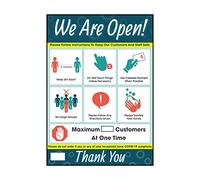 V Safety SP073A3-PW VSafety We Are Open Poster en polypropylène standard 297 x 420 mm